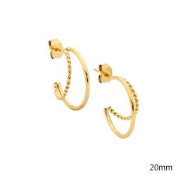 Jewellery: Ellani Gold Steel 20mm Double Hoop Earrings