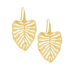 Jewellery: Ellani Gold Steel Monstera Leaf Earrings