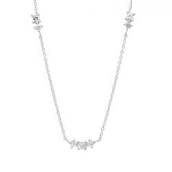 Ellani Triple CZ Clusters Fine Chain Necklace