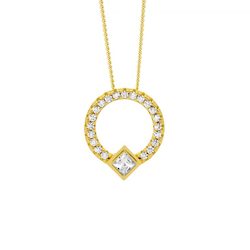 Jewellery: Ellani Gold 13mm Open CZ Circle Pendant