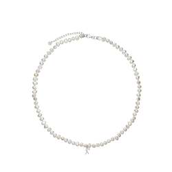 Jewellery: Karen Walker Silver Mini Girl with Pearls Necklace