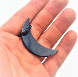 Internet only: Shungite Crescent Moon Necklace
