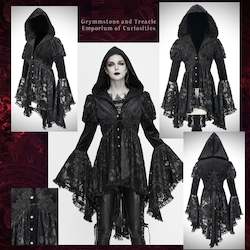 Eventide Hooded Velvet & Lace Tailcoat - Size 10 to 14
