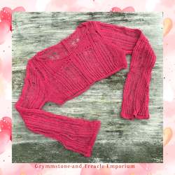 Clothing: Cropped Grunge Jersey in Raspberry - Size 12