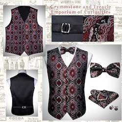 Clothing: Carnival Baroque Waistcoat Set with Bow Tie, Pocket Square and Cufflinks