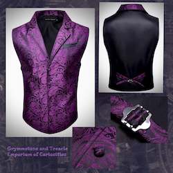 Clothing: Deep Amethyst Silk Brocade Waistcoat with Collar