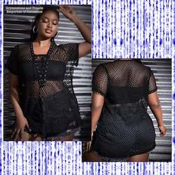 Clothing: Delirium Mesh Lace Up Top - Size 16 to 22