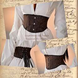 Clothing: Rich Chocolate Brocade Corset Style Waist Cincher - Size 14 to 16