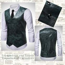 Waistcoat - Double Breasted Forest Green and Black Paisley