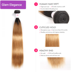 Weaving Hair: Glam Elegance Brazilian Hair 3 Bundles T1B/30 Straight Human Hair Weave