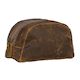 Aged Leather Toilet Bag - Brown