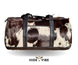 Internet only: Callie Cowhide Travel Bag - LUXURY BLACK & WHITE