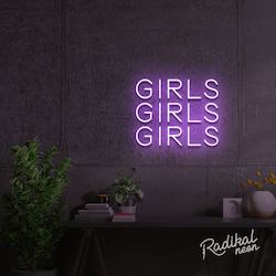 Quotes: "It's a fact." Girls Girls Girls Neon Sign