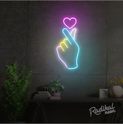 For The Lovers: "Finger Heart" K-Pop Hand Neon Sign | Large