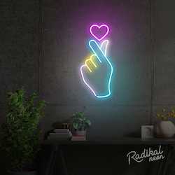"Finger Heart" K-Pop Hand Neon Sign | Mini