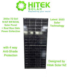 240w PERC MONO+N-HJT Bifacial Solar Panel (4 Way Anti-Shading Protection) - Late…