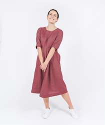 Clothing manufacturing - womens and girls: Pleated Linen Dress - Persian Pink