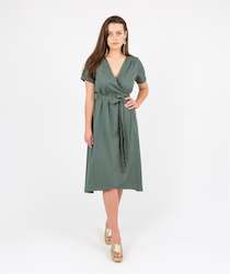 Clothing manufacturing - womens and girls: Fusion Tour Wrap Dress Green