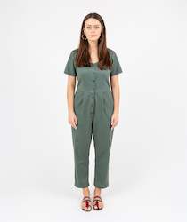 Clothing manufacturing - womens and girls: Aviator Jumpsuit Green