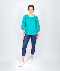 Clothing manufacturing - womens and girls: Carisa Linen Top - Jade