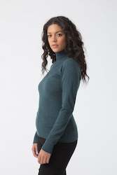Clothing manufacturing - womens and girls: MERINO Turtleneck - Dragonfly Green