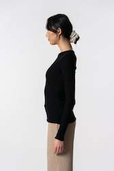 Clothing manufacturing - womens and girls: MERINO Fitted Rib Sweater - Black