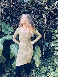 Linen Cotton: Wild Oak Green Dress - Cotton XS
