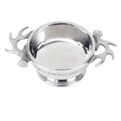 3" Stag Antler Pewter Quaich