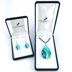 Turquoise Teardrop Ribbon Pendant & Earring Set
