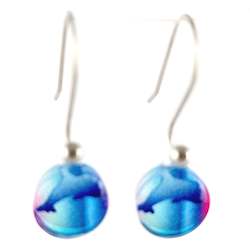 Jewellery: Pink-Blue Dolphin Earrings
