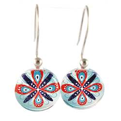 Turquoise Round Ornament Earrings