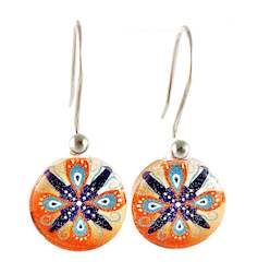 Jewellery: Orange Round Ornament Earrings
