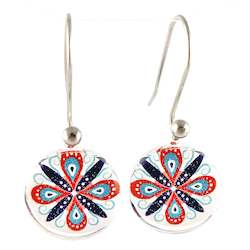 Jewellery: White Round Ornament Earrings