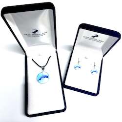 Blue Dolphin Pendant & Earring Set