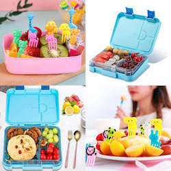 Wholesale trade: Classic Plus Blue Bento Lunchbox & Animal Food Pick Set