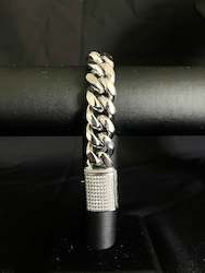 Jewellery: 18mm Iced clasp Cuban bracelet - White gold