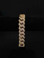 Jewellery: 18mm iced cuban bracelet - gold