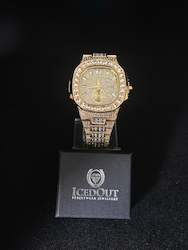 Jewellery: IcedOut Baguette Watch - Gold