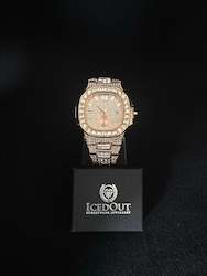 Jewellery: IcedOut Baguette Watch - Rose Gold