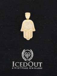 Jewellery: Iced Hamsa Pendant 18K Gold Vermeil