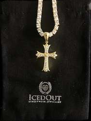 IcedOut Cross Pendant - Gold