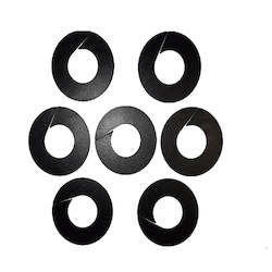 Product display assembly: Rack Dividers Black  Round Blank Set of 7