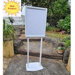 A2  White Poster Display Stand Twin Supports- Single Sided Snap Frame Sign Holder