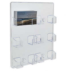 Product display assembly: Wall Mounted  Clear 6 x Pocket Business Card Holder