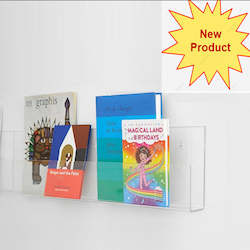 Product display assembly: Wall Mounted 400mm Clear Acrylic U Fold Display Holder