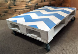 Wooden furniture: Blue chevron pattern coffee table