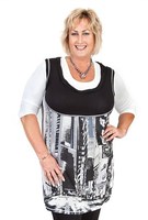 Classic 3/4 Sleeve Scoop Neck Top as shown underneath Swish Tunic