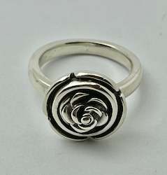 Oxidised sterling silver rose petal ring