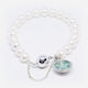 Cultured pearl and stg silver & resin flower charm bracelet (turquoise ice)