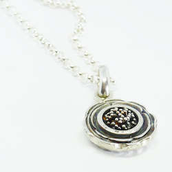 Precious: "Marg" short pendant oxidised sterling silver (Chain sold separately)